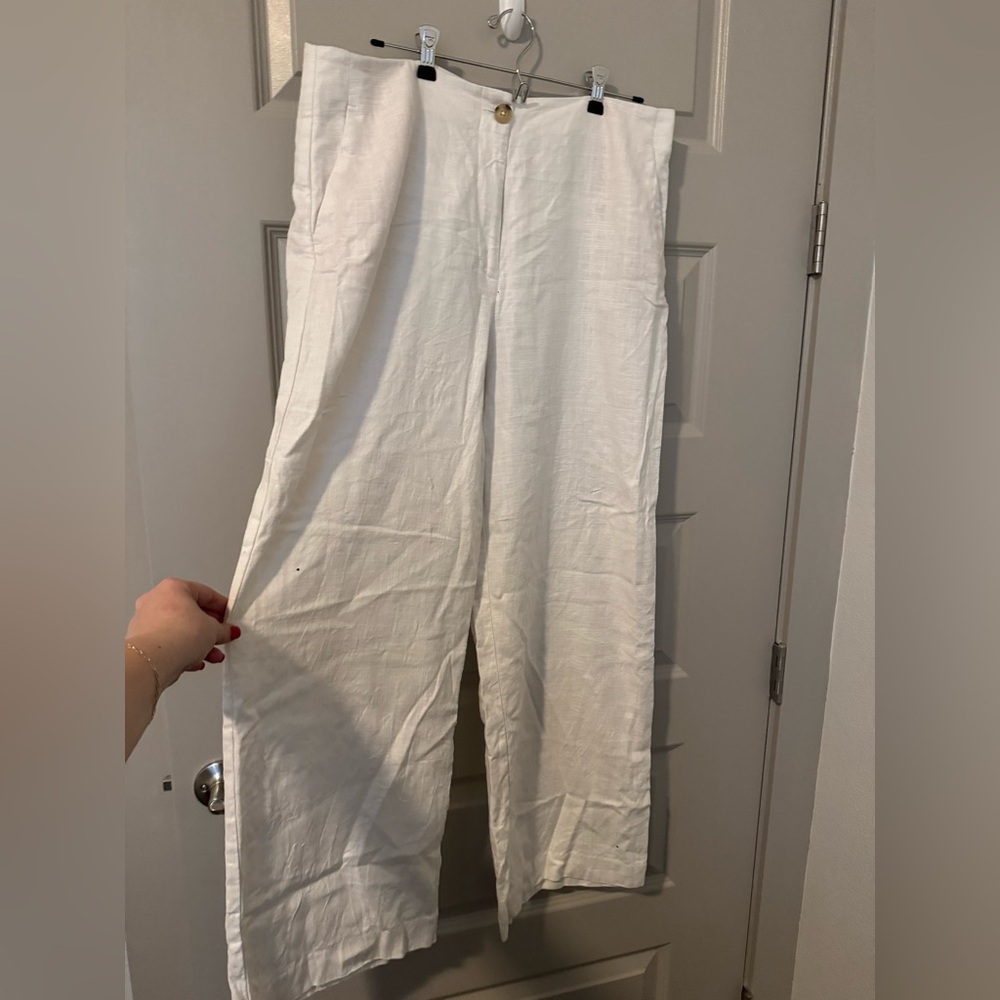 Marks & Spencer White Wide Leg Linen Pants NWOT